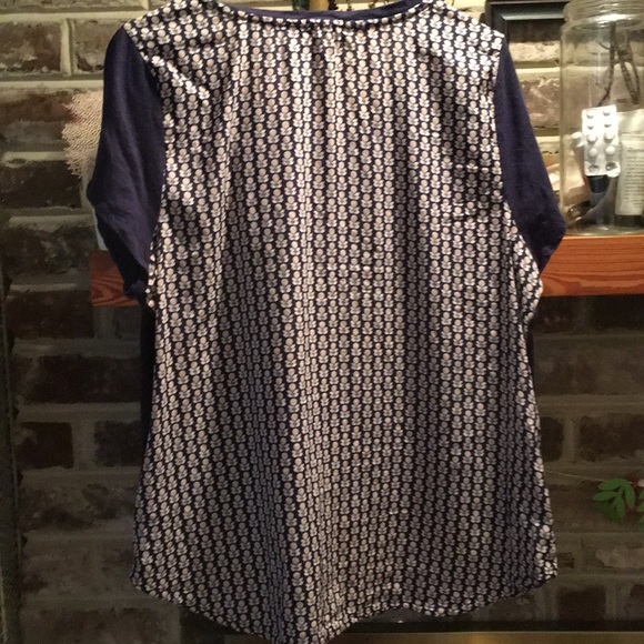 MAISON JULES silky/cotton panel blouse tee - Picture 6 of 8